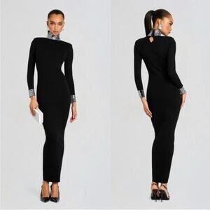 Retrofête Women's Monroe Embellished Cashmere-Blend Maxi Dress Black Size S NWT